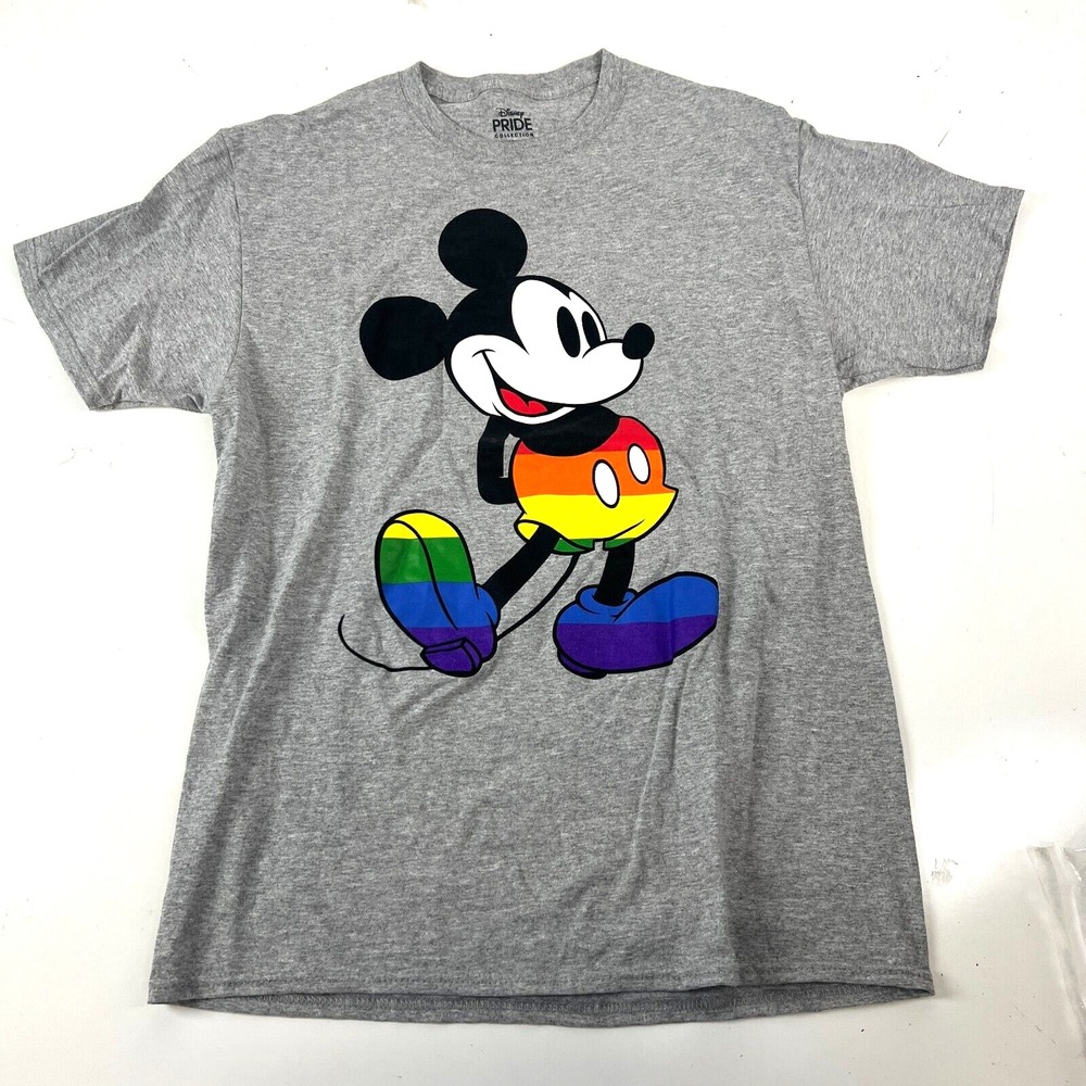 Disney Pride Collection Men's Gray Short Sleeve Graphic Mickey T-Shirt Size M‎